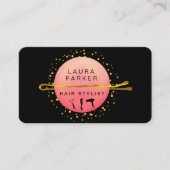 美容師メイクアップアーティストボビーピンサロンピンク 名刺 (正面)