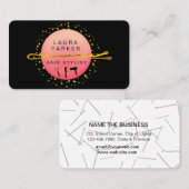 美容師メイクアップアーティストボビーピンサロンピンク 名刺 (正面/裏面)