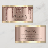 美容師メイクアップアーティストラッシュバラ金ゴールド赤面 名刺 (正面/裏面)