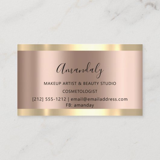 美容師メイクアップアーティストラッシュバラ金ゴールド赤面 名刺 (裏面)