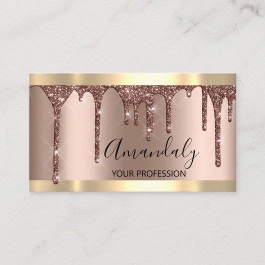 美容師メイクアップアーティストラッシュバラ金ゴールド赤面 名刺 (正面)