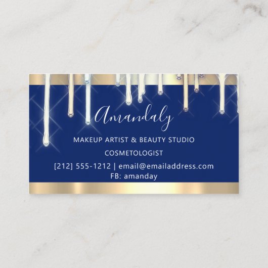 美容師メイクアップアーティスト海軍金ゴールド3Dドリップ 名刺 (裏面)