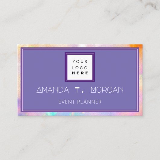 美容師メイクアップアーティスト美しいホログラフィックロゴ 名刺 (正面)