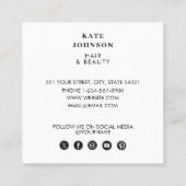 美容師メイクアップアーティストQRソーシャルメディアのアイコン スクエア名刺 (裏面)