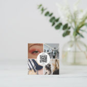 美容師メイクアップアーティストQRソーシャルメディアのアイコン スクエア名刺 (スタンド正面)