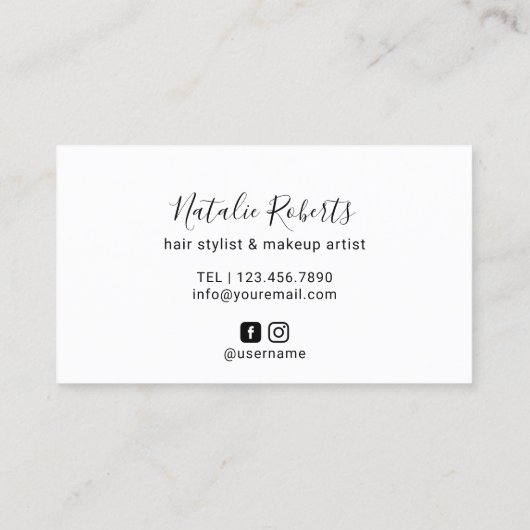 美容師メイクアップスタイリッシュアーティスト手描き少女 名刺 (裏面)