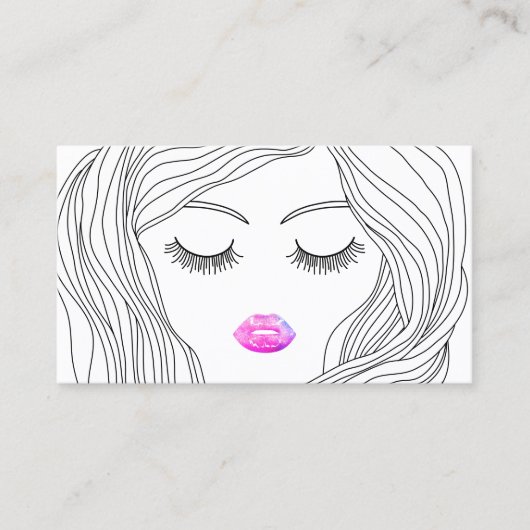 美容師メイクアップスタイリッシュアーティスト手描き少女 名刺 (正面)
