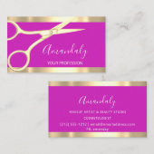 美容師モダンのシザーズブライトピンク 名刺 (正面/裏面)