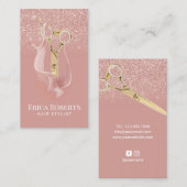 美容師モダングリッターバラ金ゴールド飛沫サロン 名刺 (正面/裏面)