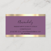 美容師モダンコイフール金ゴールドはさみ紫 名刺 (裏面)