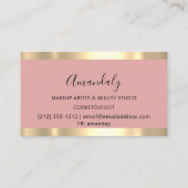 美容師モダンコイフール金ゴールドシザーズピンク 名刺 (裏面)