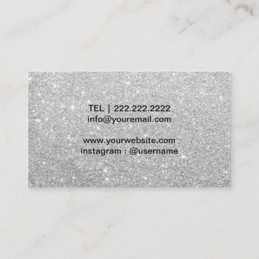 美容師モダンシルバーグリッターヘアスロン 名刺 (裏面)