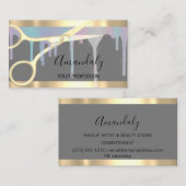 美容師モダンスタイリストコイフール金ゴールド鋏 名刺 (正面/裏面)