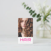 美容師モダンスタイリスト熱いピンク 名刺 (スタンド正面)