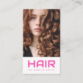 美容師モダンスタイリスト熱いピンク 名刺 (正面)