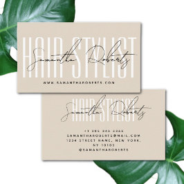 美容師モダンタイポグラフィスクリプトライトタン 名刺