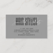 美容師モダンタイポグラフィスクリプト灰色 名刺 (裏面)