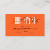 美容師モダンタイポグラフィスクリプトneon orange 名刺 (裏面)