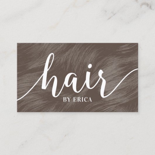 美容師モダンタイポグラフィブラウンヘアサロン 名刺 (正面)