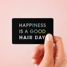 美容師モダンタイポグラフィレインボーフォイルブラック 名刺