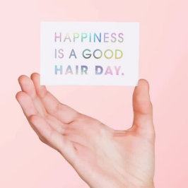 美容師モダンタイポグラフィレインボーフォイルホワイト 名刺