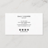 美容師モダンタイポグラフィレインボーフォイルホワイト 名刺 (裏面)