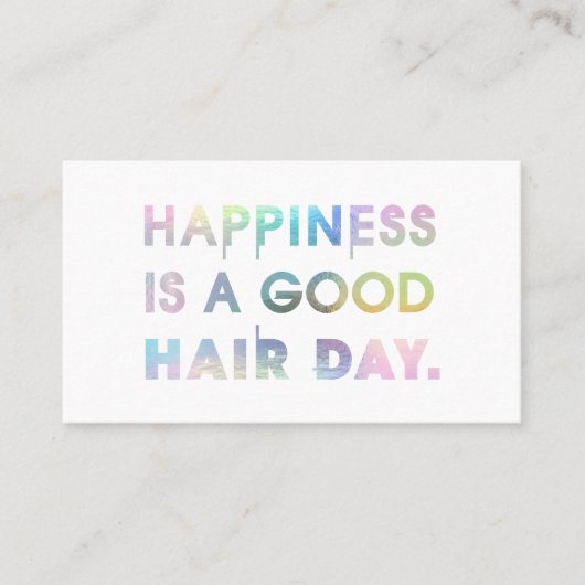 美容師モダンタイポグラフィレインボーフォイルホワイト 名刺 (正面)