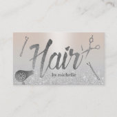 美容師モダンタイポグラフィ銀グリッター 名刺 (正面)