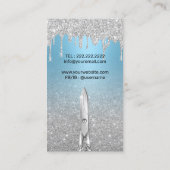 美容師モダンドリップスシルバーグリッターベビーブルー 名刺 (裏面)