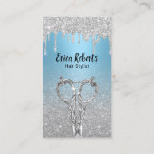美容師モダンドリップスシルバーグリッターベビーブルー 名刺 (正面)