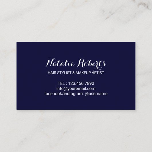 美容師モダンネイビーブルーブローアウトバーサロン ロイヤリティカード (裏面)