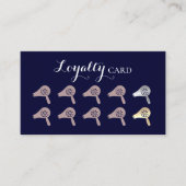 美容師モダンネイビーブルーブローアウトバーサロン ロイヤリティカード (正面)