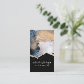 美容師モダンネイビー&金ゴールドウォーターカラーサロン 名刺 (スタンド正面)