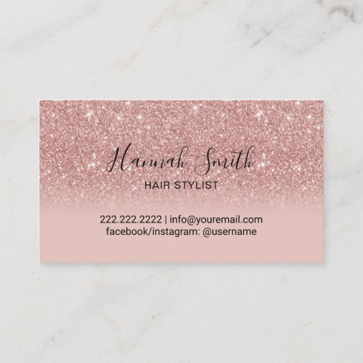 美容師モダンバラ金ゴールドグリッターグラデーションサロン 名刺 (裏面)