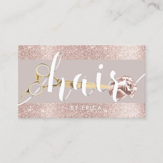 美容師モダンバラ金ゴールドグリッター美しいサロン 名刺 (正面)