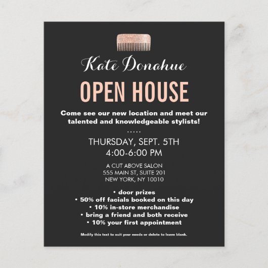 美容師モダンバラ金ゴールドシークンコムサロン チラシ (正面)