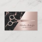 美容師モダンバラ金ゴールドマーブル美しいサロン 名刺 (正面)