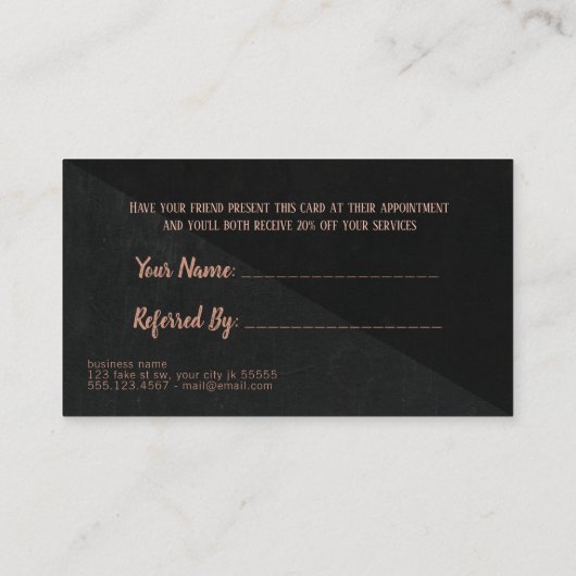 美容師モダンバラ金ゴールド紹介カードブラック 紹介カード (裏面)