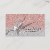 美容師モダンバラ金ゴールド銀グリッターサロン 名刺 (正面)