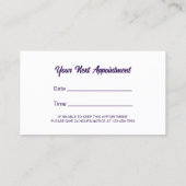 美容師モダンパープルグリッター美しいサロン 予約カード (裏面)