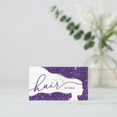 美容師モダンパープルグリッター美しいサロン 予約カード (スタンド正面)