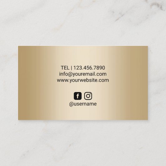 美容師モダンパープル金ゴールドアゲート美しいサロン 名刺 (裏面)