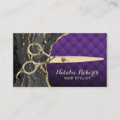 美容師モダンパープル金ゴールドアゲート美しいサロン 名刺 (正面)