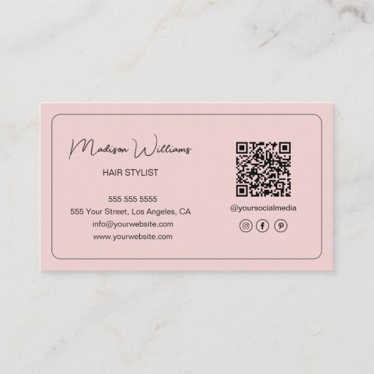 美容師モダンピンク 名刺 (裏面)