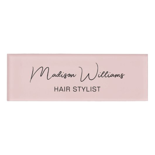 美容師モダンピンク 名札 (正面)