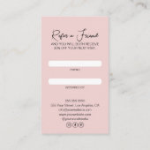 美容師モダンピンク 紹介カード (裏面)