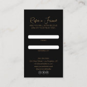 美容師モダンフォトブラックと金ゴールド 紹介カード (裏面)