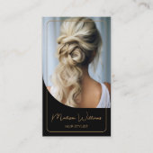 美容師モダンフォトブラックと金ゴールド 紹介カード (正面)