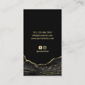 美容師モダンブラック金ゴールドマーブルヘアドレッサー 名刺 (裏面)