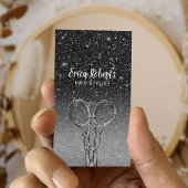 美容師モダンブラック&シルバーグリッターサロン 名刺